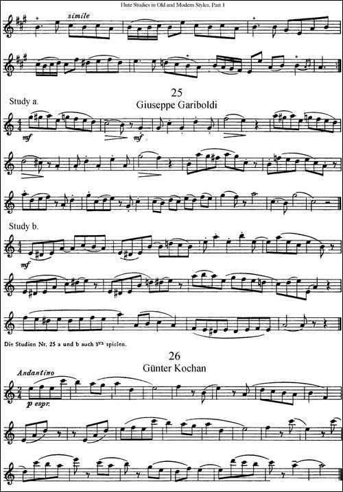 斯勒新老风格长笛练习重奏曲-第一-NO.22-NO.26-长笛五线谱|长笛谱