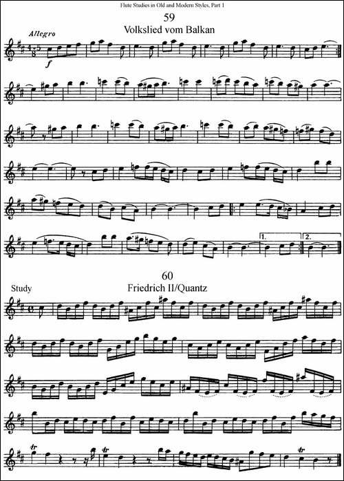 斯勒新老风格长笛练习重奏曲-第一-NO.59-NO.60-长笛五线谱|长笛谱