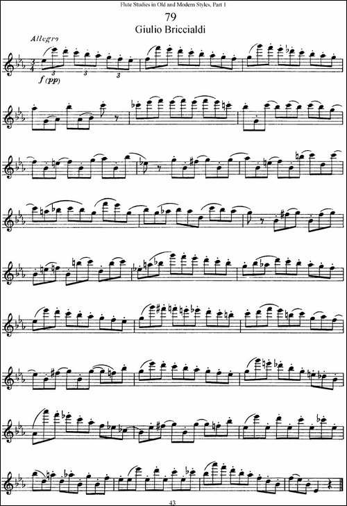 斯勒新老风格长笛练习重奏曲-第一-NO.79-长笛五线谱|长笛谱