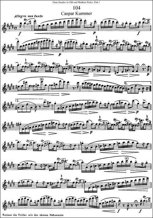 斯勒新老风格长笛练习重奏曲-第一-NO.104-NO.1-长笛五线谱|长笛谱