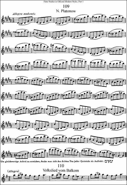斯勒新老风格长笛练习重奏曲-第一-NO.109-NO.1-长笛五线谱|长笛谱