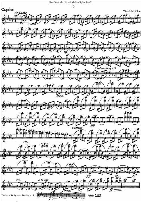 斯勒新老风格长笛练习重奏曲-第二-NO.12-长笛五线谱|长笛谱