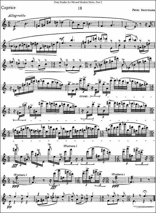 斯勒新老风格长笛练习重奏曲-第二-NO.18-长笛五线谱|长笛谱