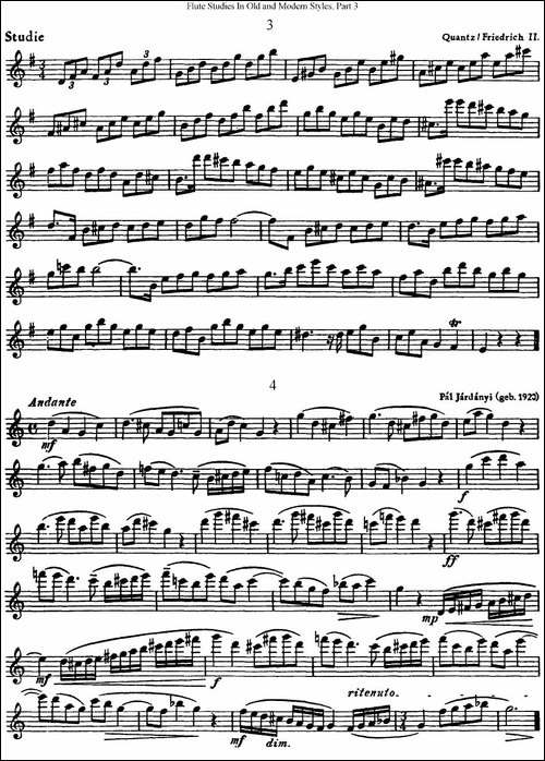 斯勒新老风格长笛练习重奏曲-第三-NO.3-NO.4-长笛五线谱|长笛谱