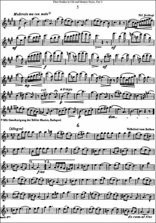 斯勒新老风格长笛练习重奏曲-第三-NO.5-NO.6-长笛五线谱|长笛谱