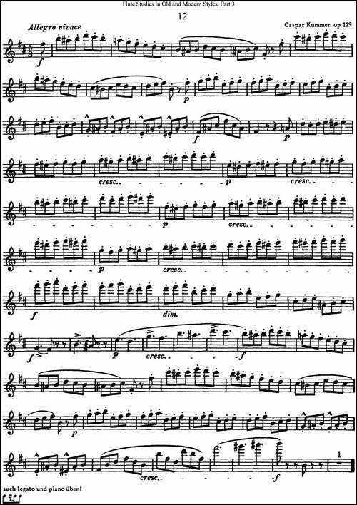 斯勒新老风格长笛练习重奏曲-第三-NO.12-长笛五线谱|长笛谱