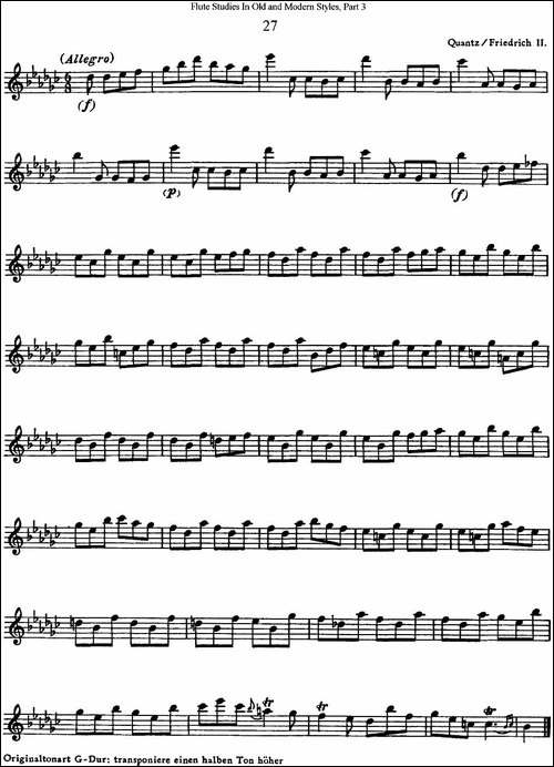 斯勒新老风格长笛练习重奏曲-第三-NO.27-长笛五线谱|长笛谱