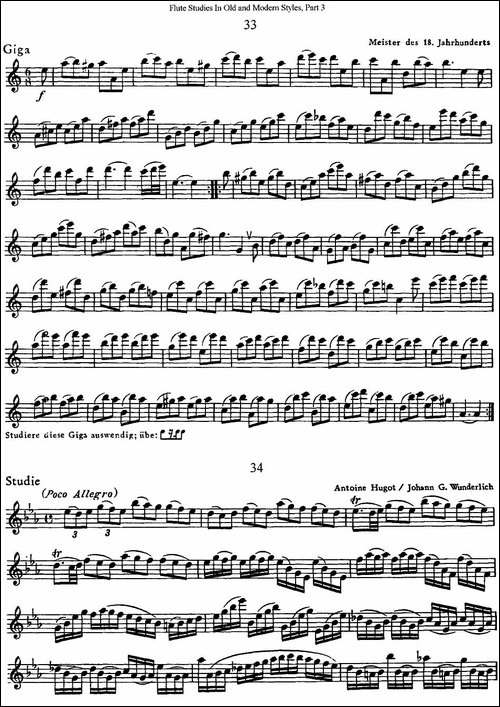斯勒新老风格长笛练习重奏曲-第三-NO.33-NO.35-长笛五线谱|长笛谱