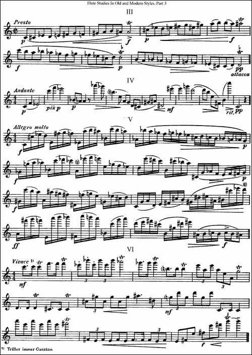 斯勒新老风格长笛练习重奏曲-第三-NO.46-长笛五线谱|长笛谱