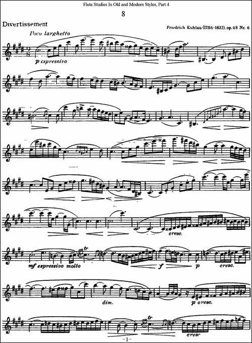 斯勒新老风格长笛练习重奏曲-第四-NO.8-长笛五线谱|长笛谱