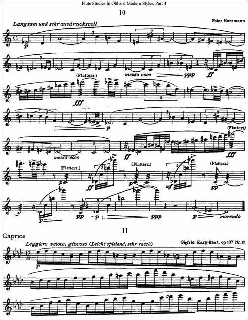 斯勒新老风格长笛练习重奏曲-第四-NO.10-NO.11-长笛五线谱|长笛谱
