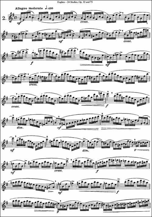 胡埃斯24首练习曲Op.32-NO.2-NO.3-长笛五线谱|长笛谱