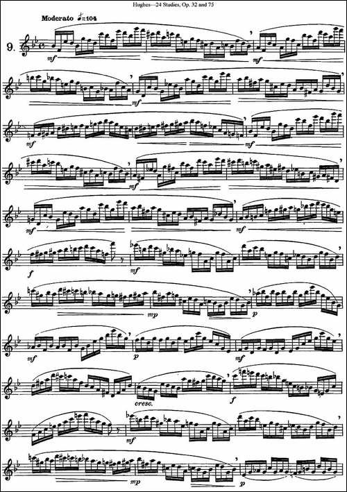 胡埃斯24首长笛练习曲Op.32-NO.9-长笛五线谱|长笛谱