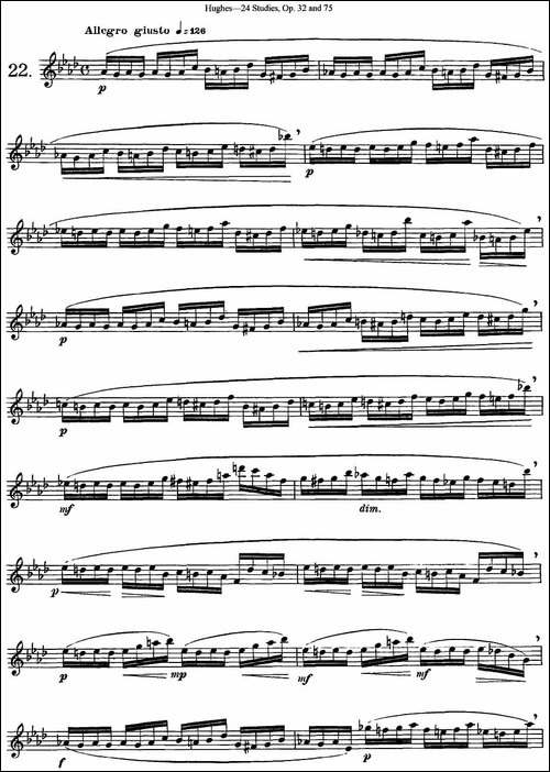 胡埃斯24首长笛练习曲Op.32-NO.22-长笛五线谱|长笛谱