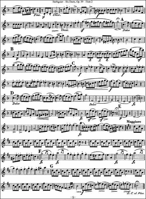 博比格6首长笛二重奏练习曲Op.59-Flute-2-长笛五线谱|长笛谱