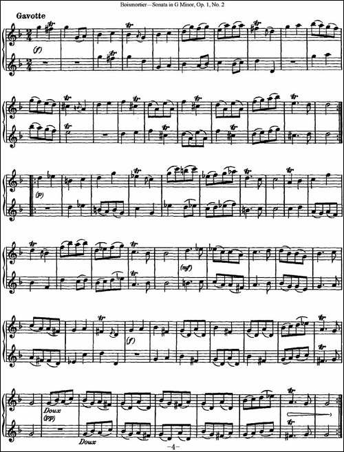 博伊斯卯绨G大调双长笛奏鸣曲Op.1-NO.2-长笛五线谱|长笛谱