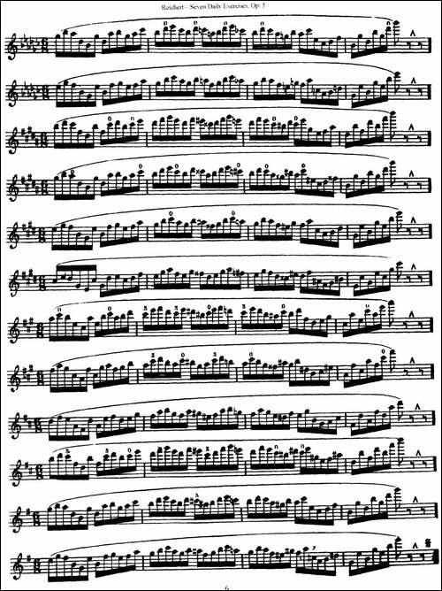 瑞澈特七首每日长笛练习曲Op.5-NO.3-长笛五线谱|长笛谱