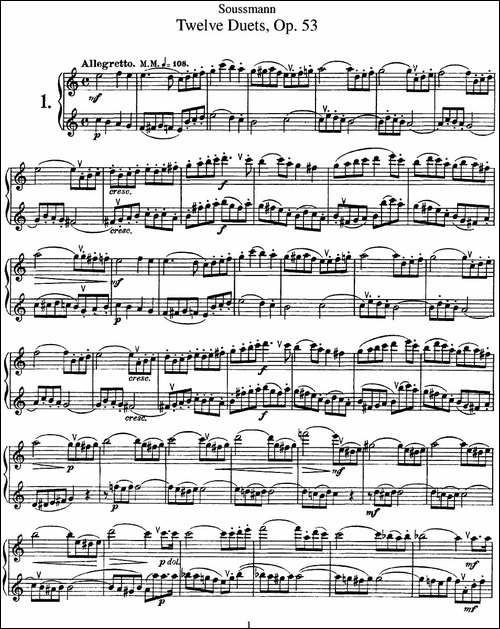 苏斯曼12首长笛重奏曲Op.53-NO.1-NO.4-长笛五线谱|长笛谱