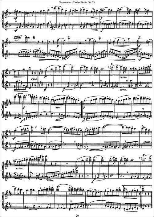 苏斯曼12首长笛重奏曲Op.53-NO.10-NO.11-长笛五线谱|长笛谱