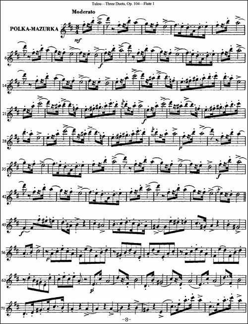 图露三首长笛简易重奏曲Op.104-Flute-1-NO.2-长笛五线谱|长笛谱