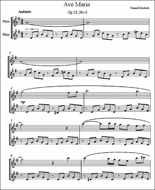 Ave-Maria-万福玛利亚-二重奏-长笛五线谱|长笛谱