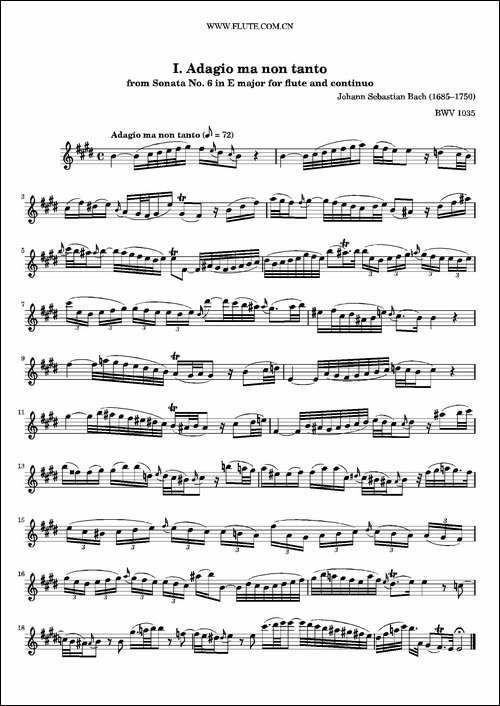Adagio-Ma-Non-Tanto-BWV1035--长笛五线谱|长笛谱