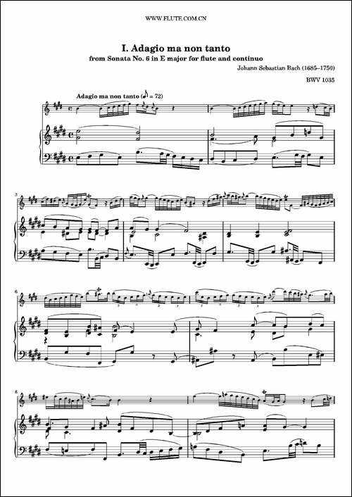 Adagio-Ma-Non-Tanto-BWV1035--长笛五线谱|长笛谱