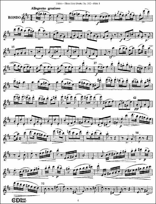 Three-Easy-Duets,Op.102-之第一长笛-三首简易-长笛五线谱|长笛谱