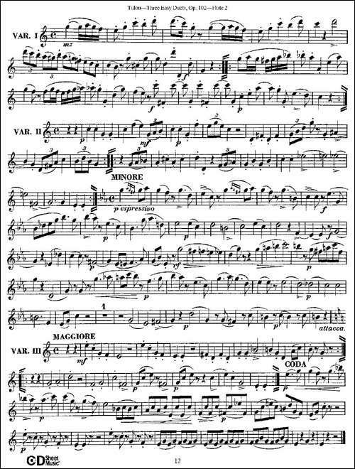 Three-Easy-Duets,Op.102-之第二长笛-三首简易-长笛五线谱|长笛谱