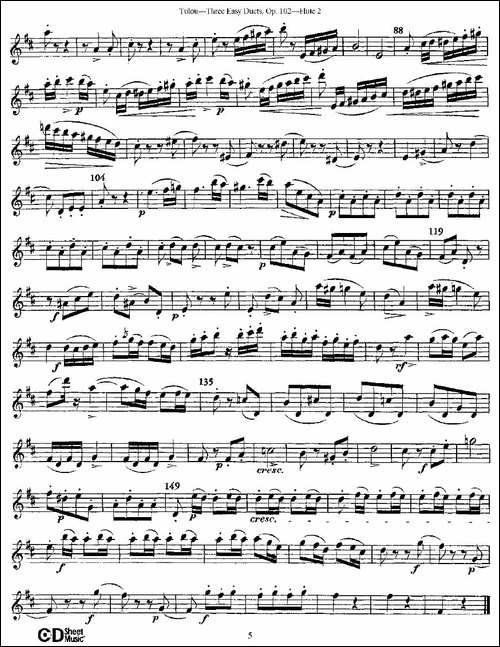 Three-Easy-Duets,Op.102-之第二长笛-三首简易-长笛五线谱|长笛谱