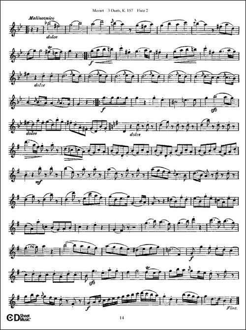 3-Duets-K.157-之第二长笛-二重奏三首-K157号-长笛五线谱|长笛谱