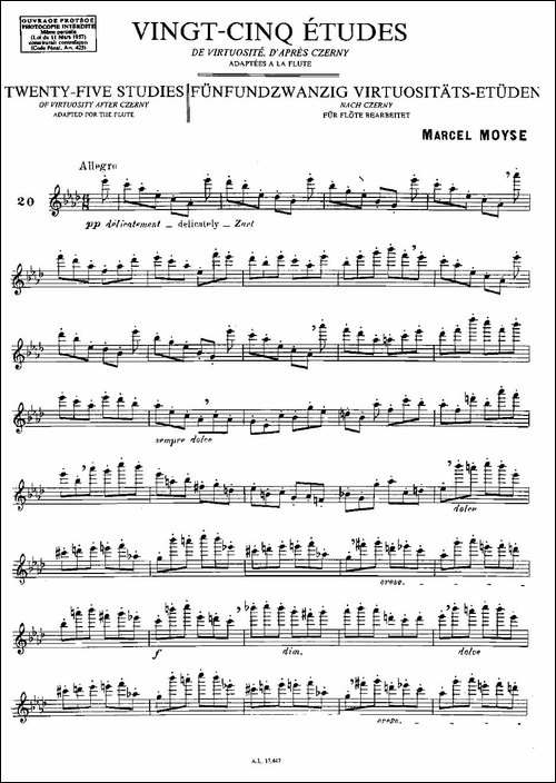 Moyse-25-Studies-after-Czerny-flute-之20-2-长笛五线谱|长笛谱
