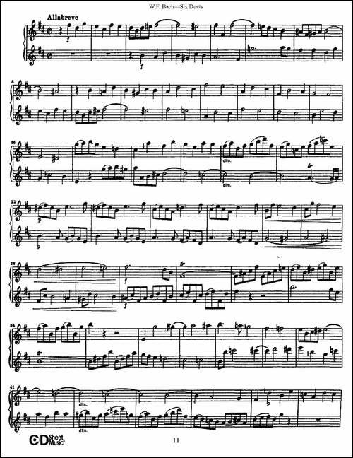 W.F.巴赫—六首二重奏练习曲-2-长笛五线谱|长笛谱