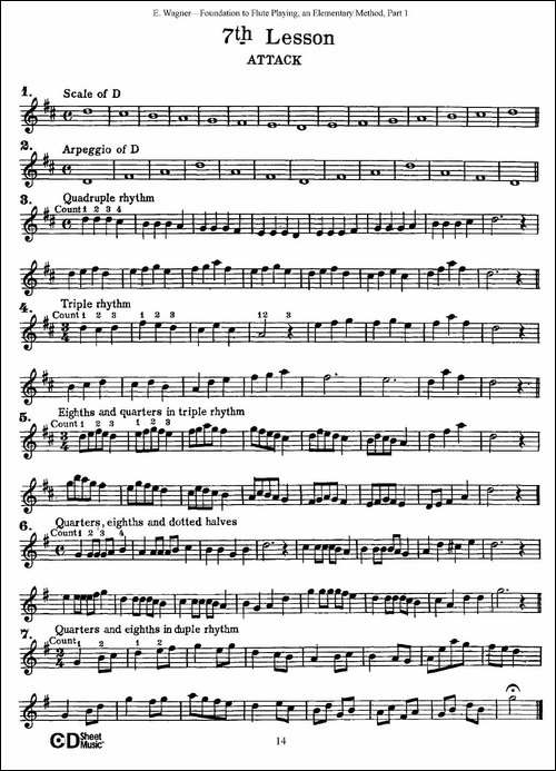 长笛演奏基础教程练习-1—10-长笛五线谱|长笛谱