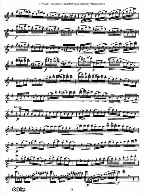 长笛演奏基础教程练习-Etude-3-长笛五线谱|长笛谱