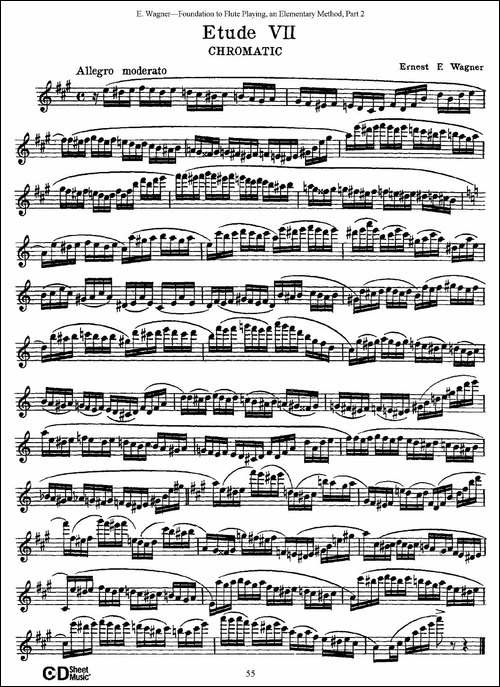 长笛演奏基础教程练习-Etude-7-长笛五线谱|长笛谱