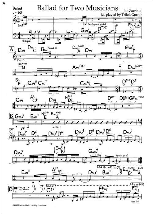 Ballad for Two Musicians-爵士钢琴曲-钢琴谱
