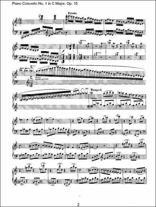 C大调钢琴第一协奏曲 Op.15 华彩乐段-钢琴谱