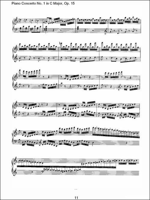 C大调钢琴第一协奏曲 Op.15 华彩乐段-钢琴谱
