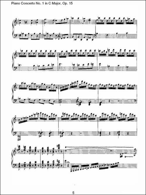 C大调钢琴第一协奏曲 Op.15 华彩乐段-钢琴谱