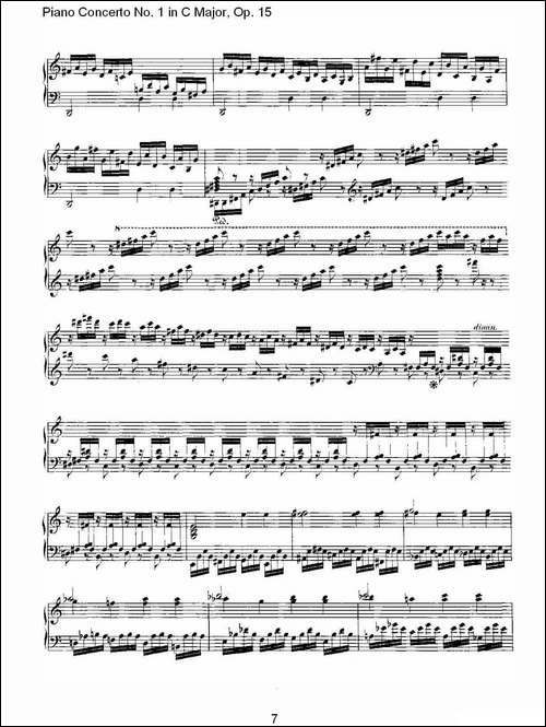 C大调钢琴第一协奏曲 Op.15 华彩乐段-钢琴谱