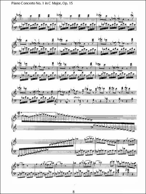 C大调钢琴第一协奏曲 Op.15 华彩乐段-钢琴谱
