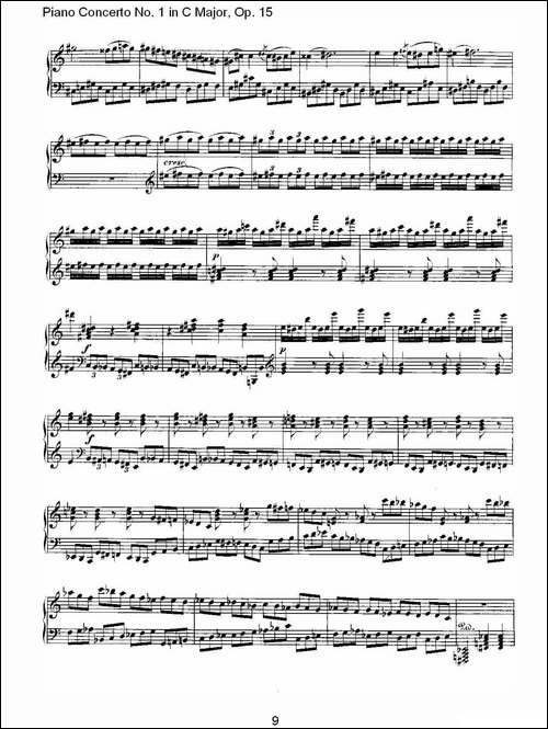 C大调钢琴第一协奏曲 Op.15 华彩乐段-钢琴谱