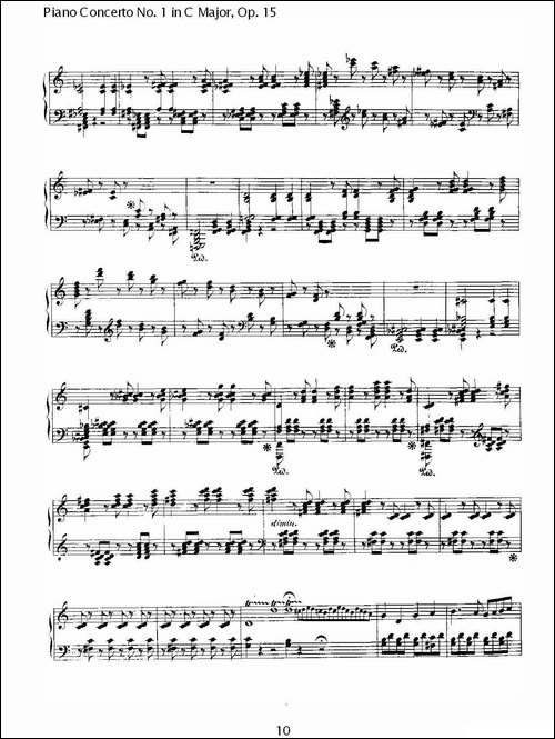 C大调钢琴第一协奏曲 Op.15 华彩乐段-钢琴谱
