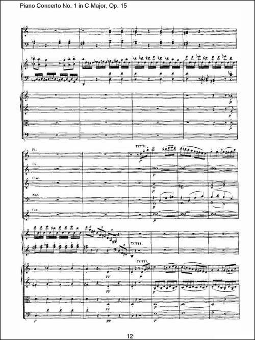 C大调钢琴第一协奏曲 Op.15 第一乐章-钢琴谱
