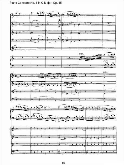 C大调钢琴第一协奏曲 Op.15 第一乐章-钢琴谱