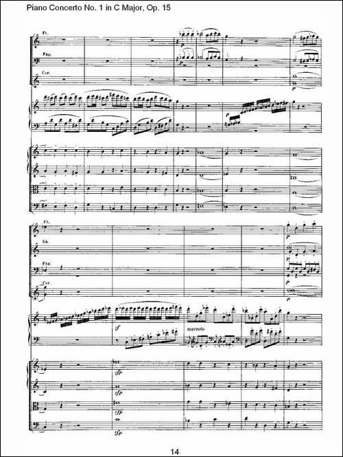 C大调钢琴第一协奏曲 Op.15 第一乐章-钢琴谱