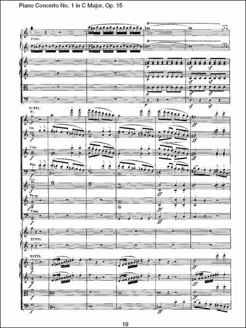 C大调钢琴第一协奏曲 Op.15 第一乐章-钢琴谱
