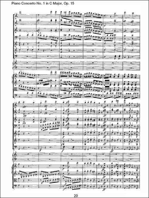 C大调钢琴第一协奏曲 Op.15 第一乐章-钢琴谱