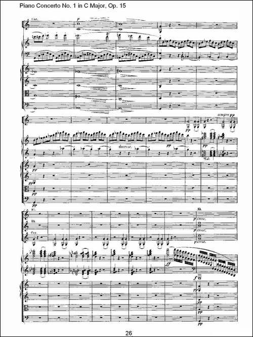 C大调钢琴第一协奏曲 Op.15 第一乐章-钢琴谱